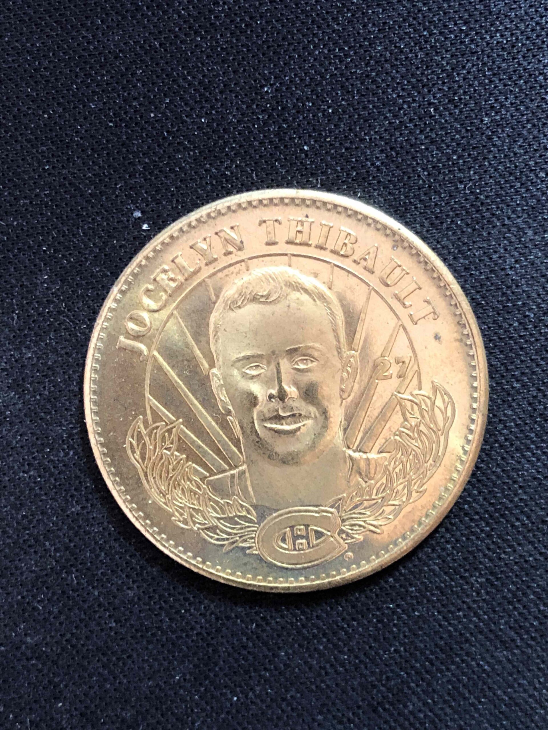 1996/1997 Pinnacle Mint Collection Brass 27 Jocelyn Thibault Coin