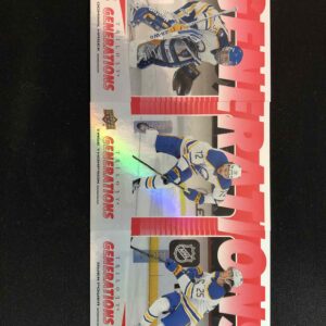 2023/2024 Upper Deck Trilogy Generations Red set 3 karet Dominik Hašek, Tage Thompson, Owen Power Inzert /799