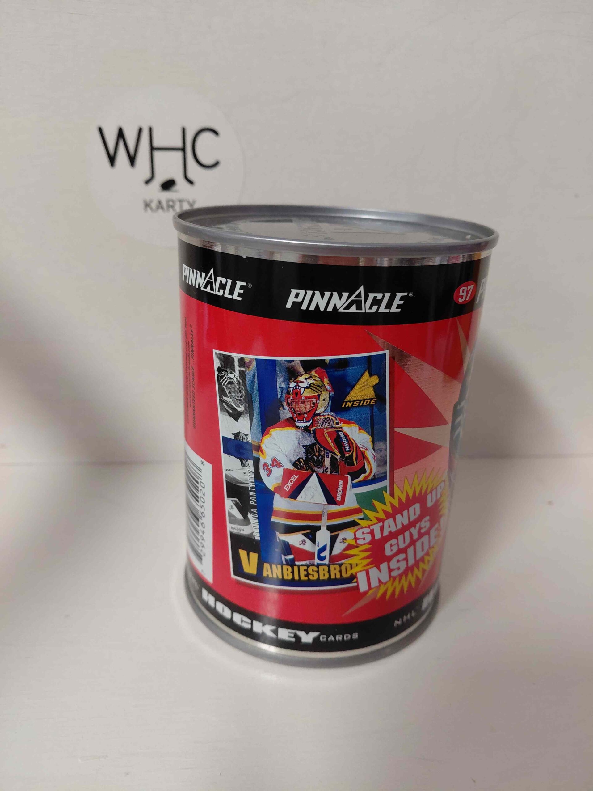 1997/1998 Pinnacle Inside Hockey JUMBO TIN CAN Plechovka - John Vanbiesbrouck