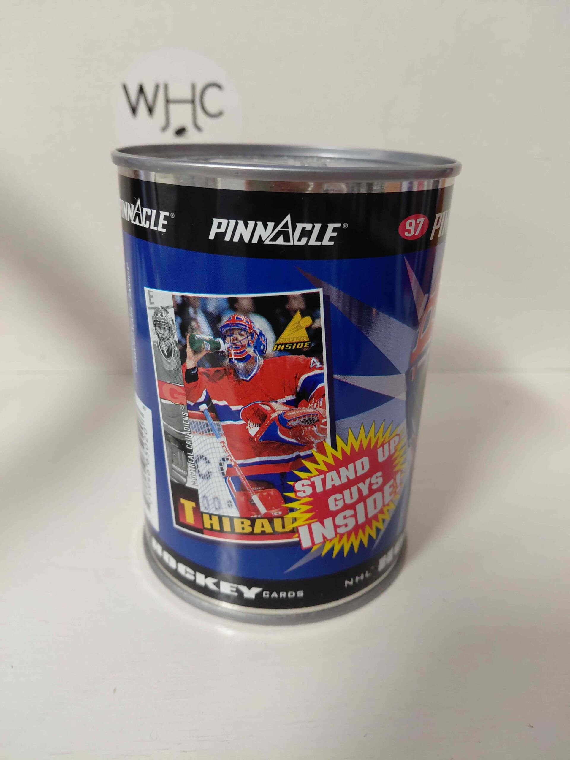 1997/1998 Pinnacle Inside Hockey JUMBO TIN CAN Plechovka - Jocelyn Thibault