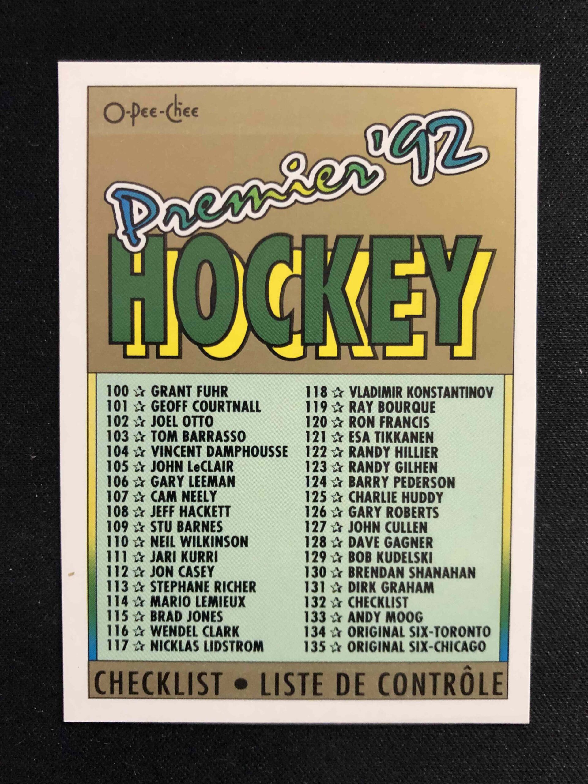 1991/1992 O-Pee-Chee Premier Base 198 Checklist