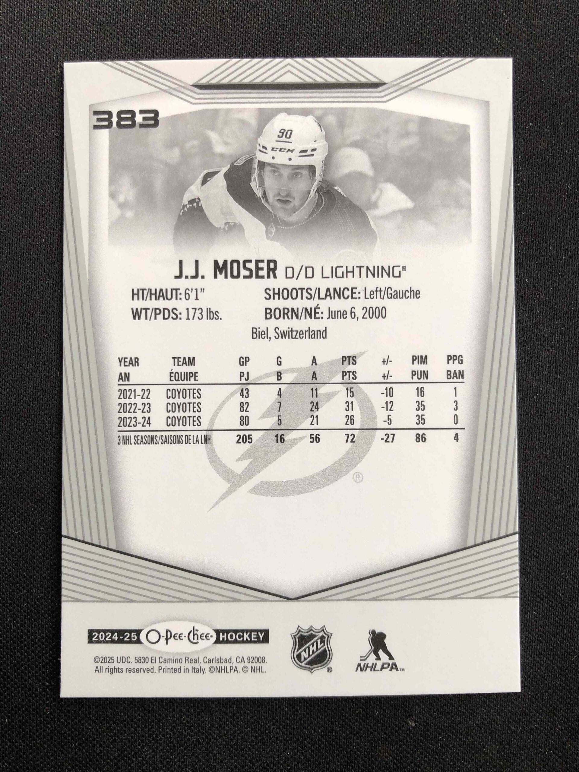 2024/2025 Upper Deck O-Pee-Chee Base 383 J.J. Moser - Obrázek 2