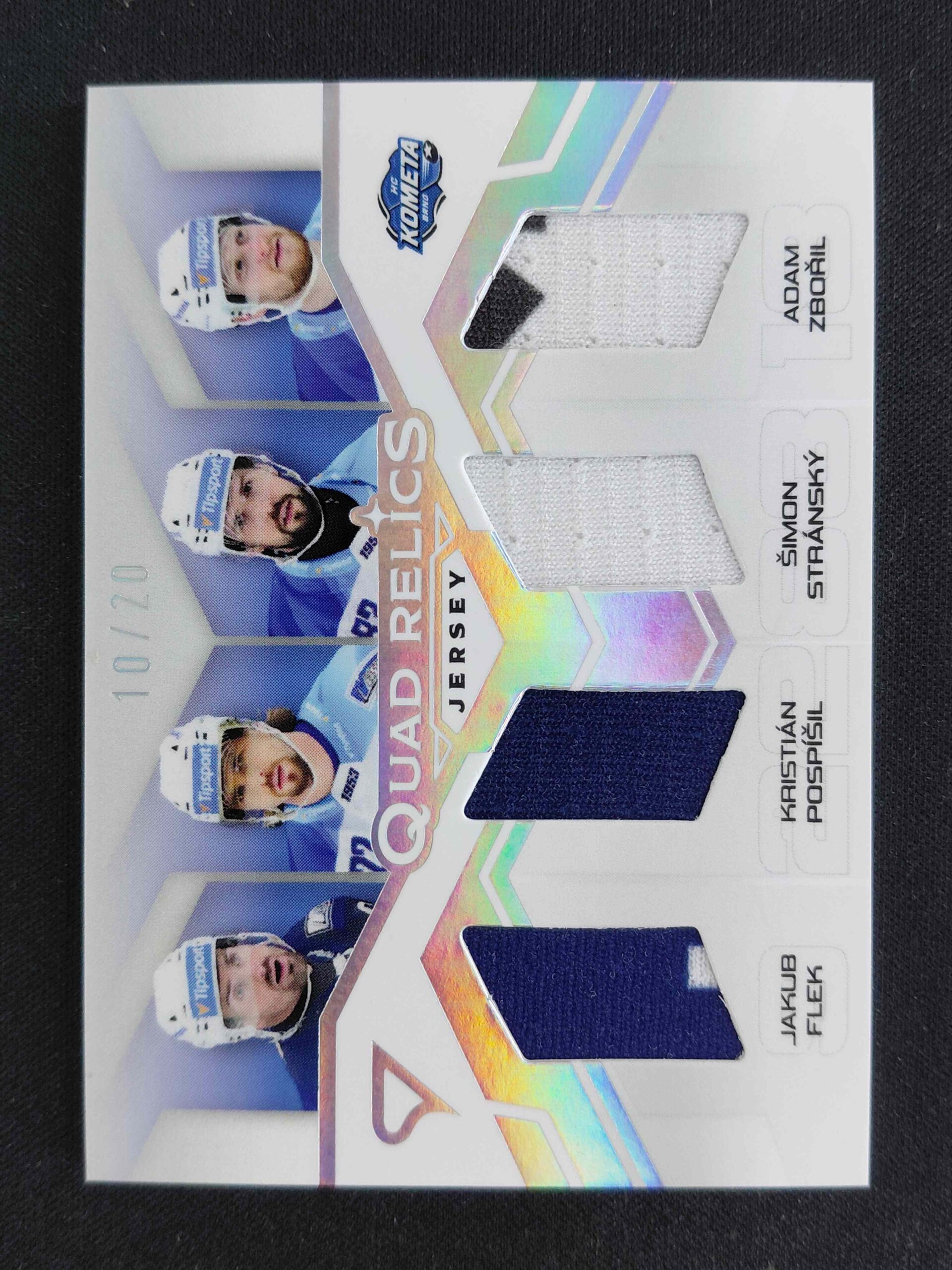 2025/2026 Sportzoo Play Off Quad Relics Silver Jersey QRJ-KOM Flek, Pospíšil, Š. Stránský, Zbořil Jersey 10/20