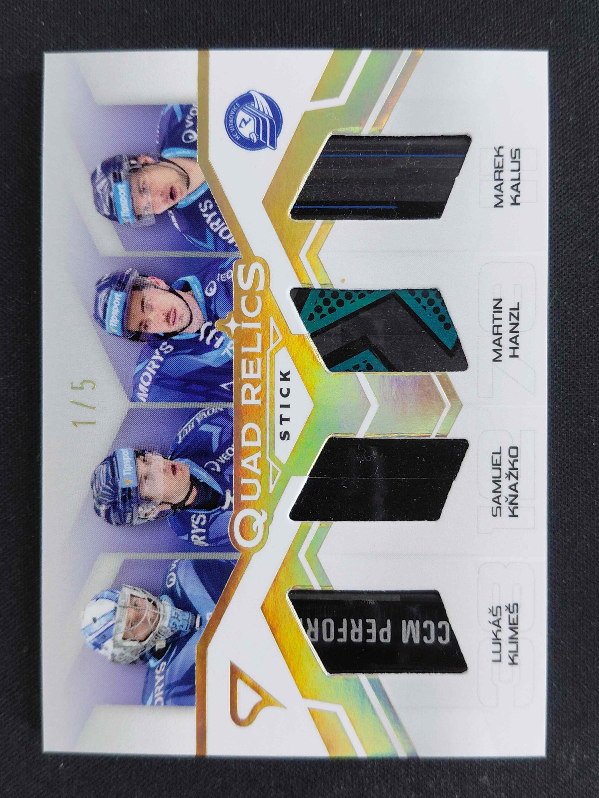 2025/2026 Sportzoo Play Off Quad Relics Gold Stick QRS-VIT Klimeš, Kňažko, Hanzl, Kalus Stick 1/5