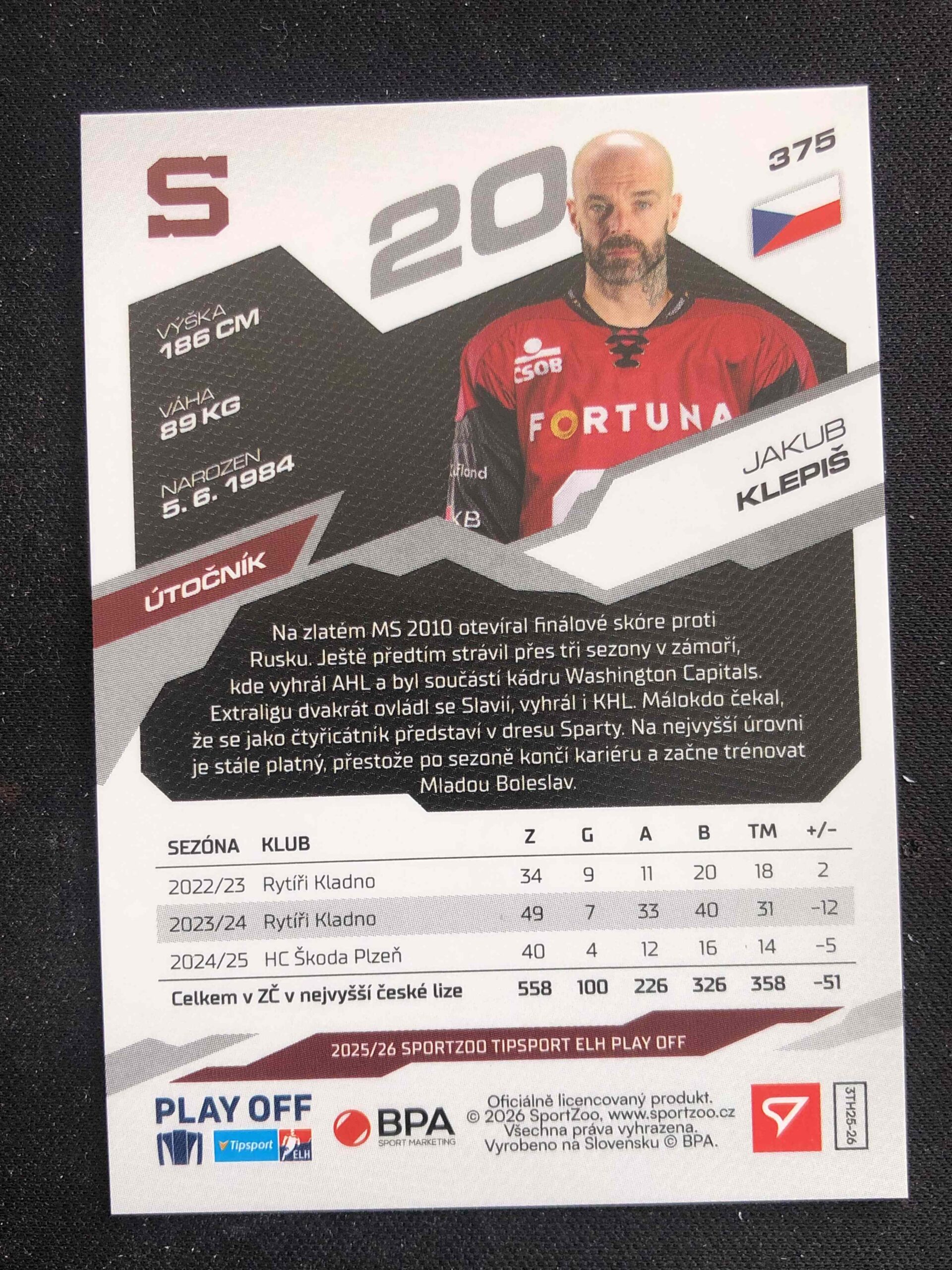 2025/2026 Sportzoo Play Off Base Update 375 Jakub Klepiš - Obrázek 2
