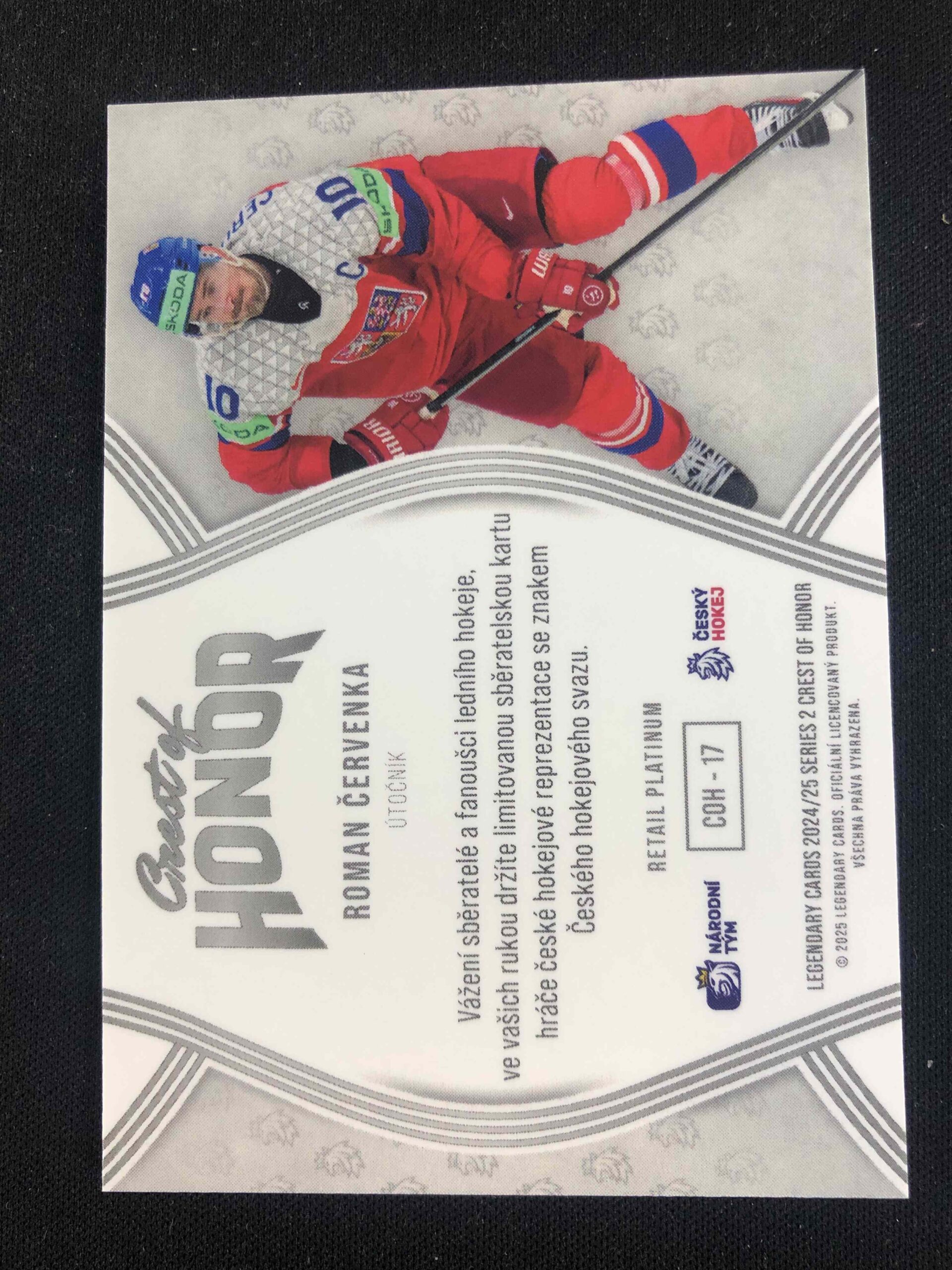 2024/2025 Legendary Cards Series 2 Crest of Honor COH-17 Roman Červenka Logo 09/30 - Obrázek 2