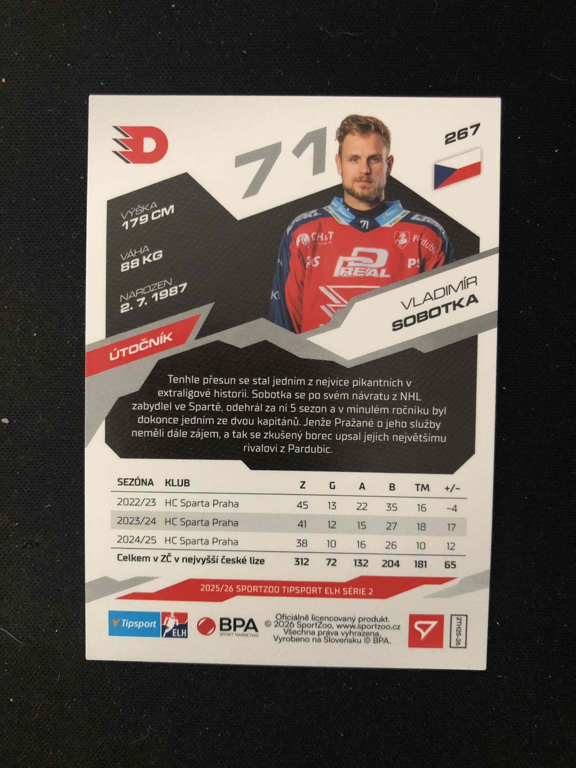 2025/2026 Sportzoo Serie 2 Emerald Green 267 Vladimír Sobotka Paralel 10/50 - Obrázek 2