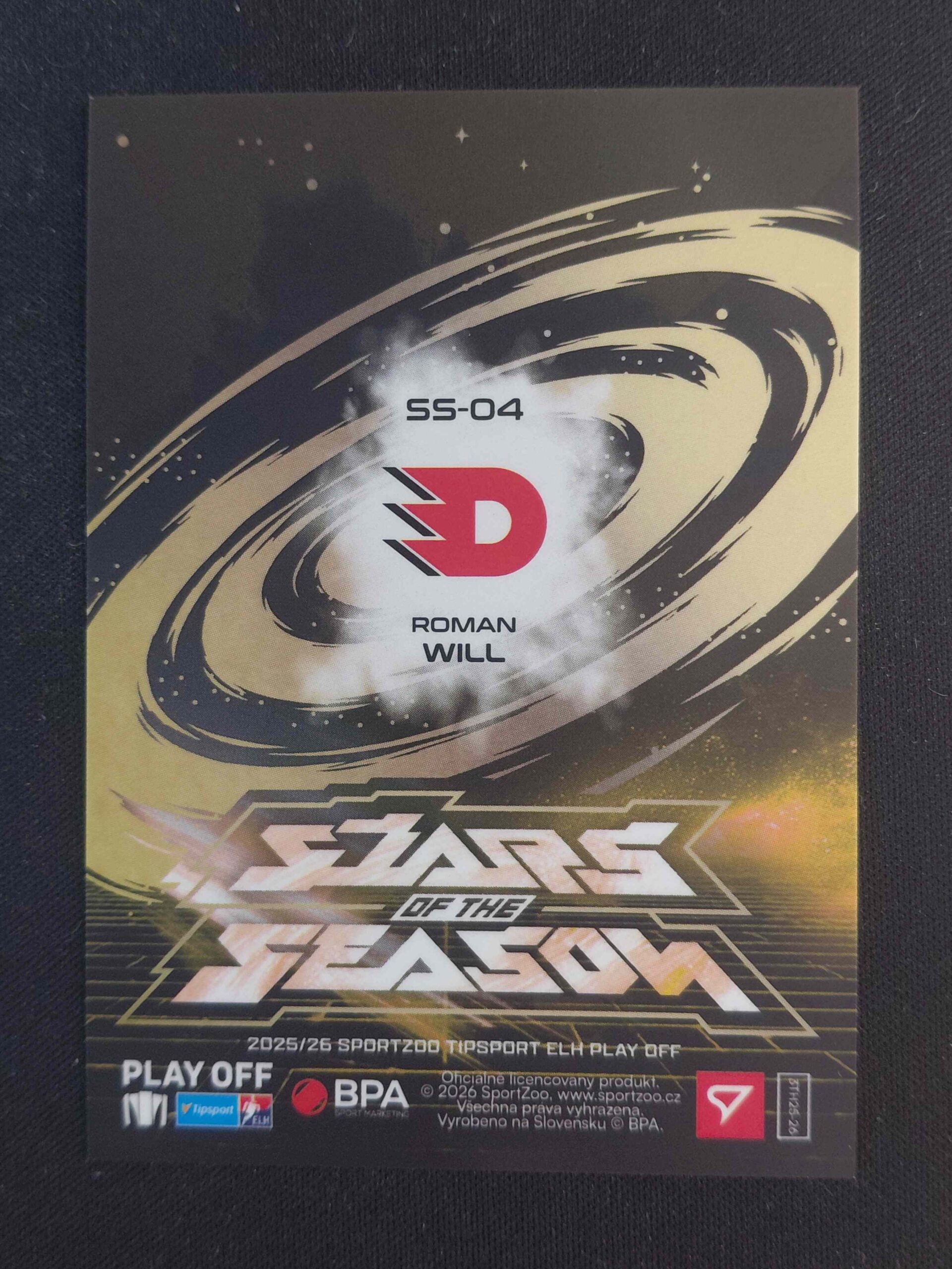 2025/2026 Sportzoo Play Off Stars of the Season Golden Script SS-04 Roman Will Inzert 19/50 - Obrázek 2