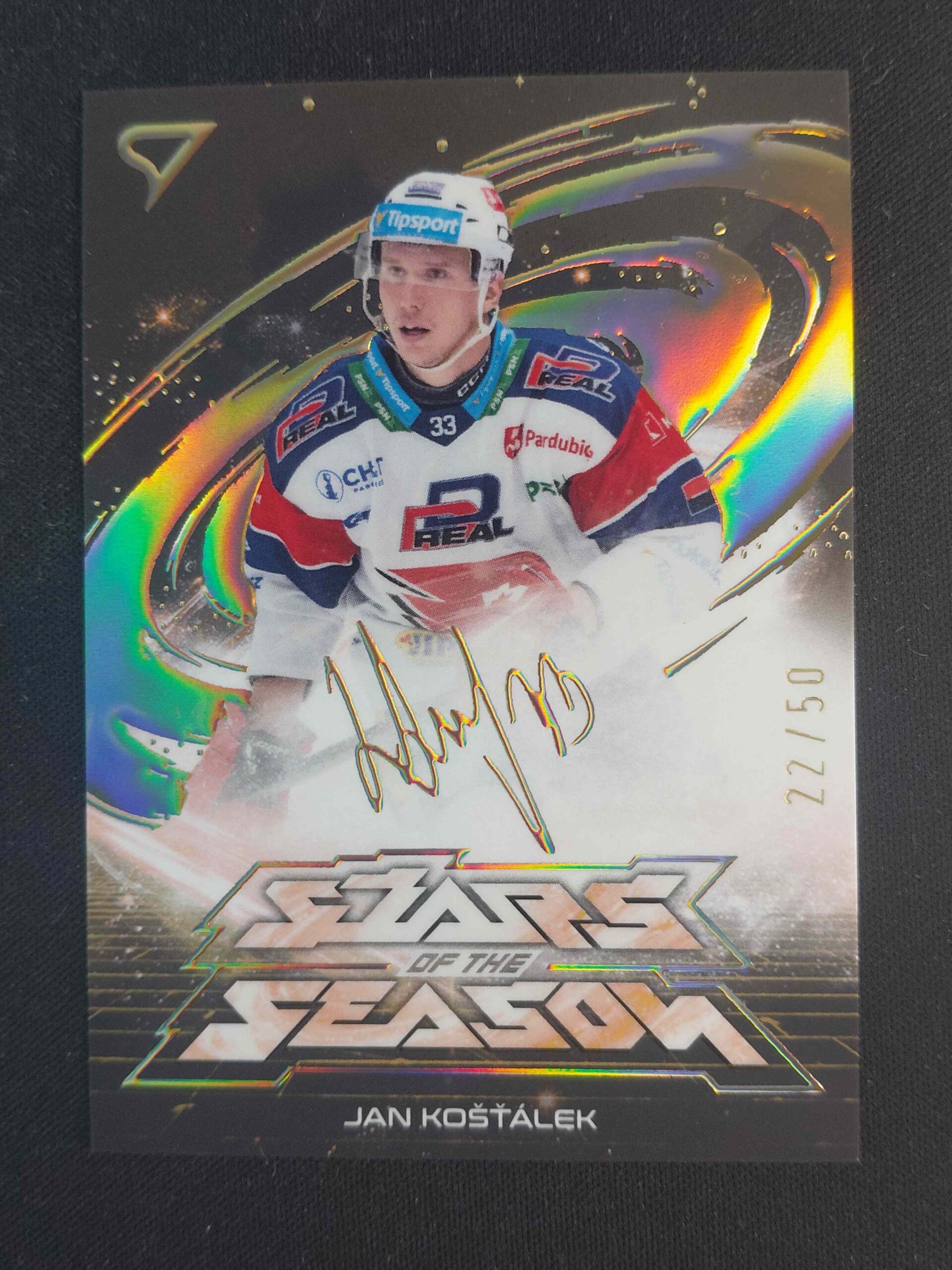 2025/2026 Sportzoo Play Off Stars of the Season Golden Script SS-05 Jan Košťálek Inzert 22/50