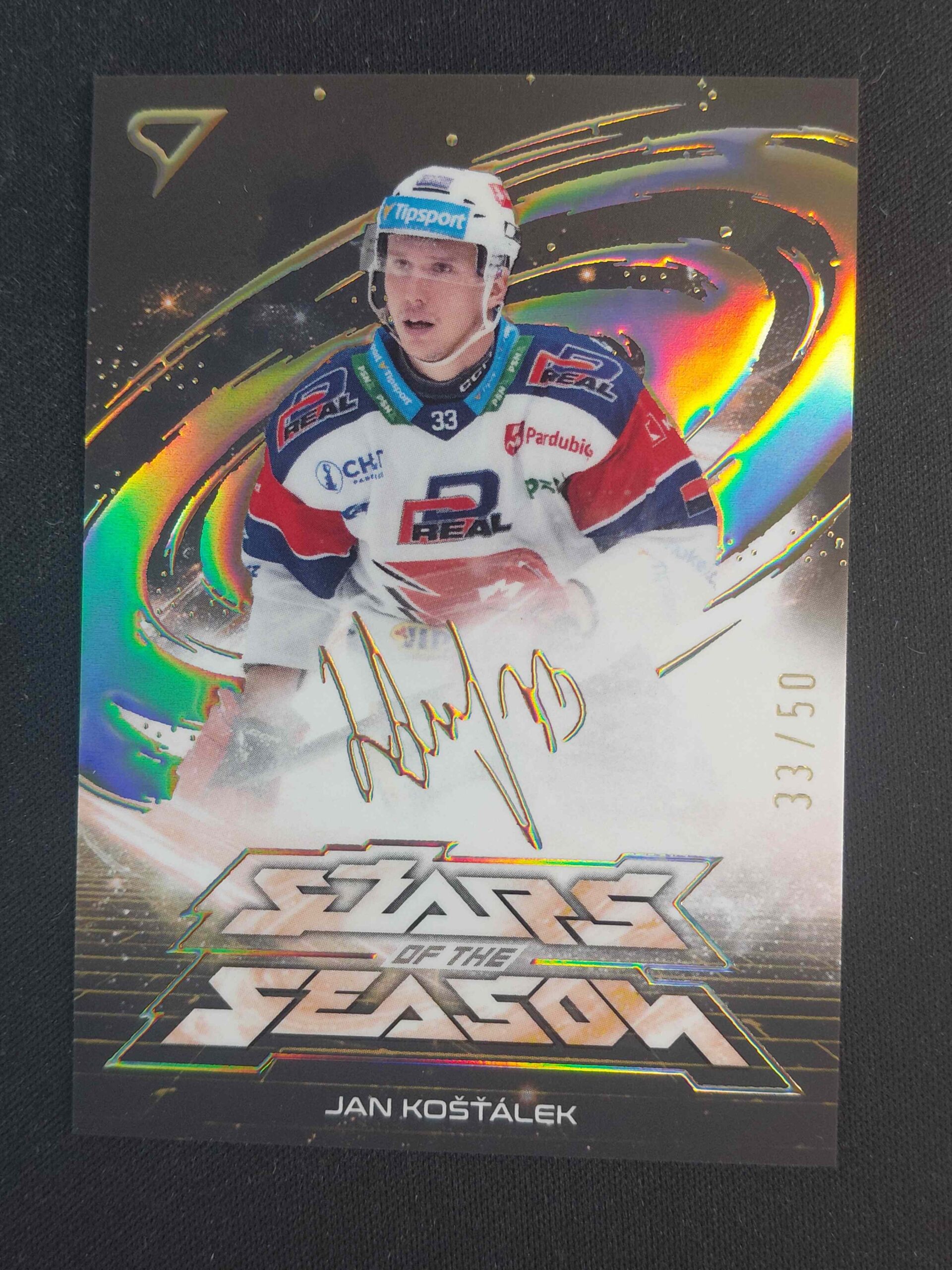 2025/2026 Sportzoo Play Off Stars of the Season Golden Script SS-05 Jan Košťálek Inzert 33/50