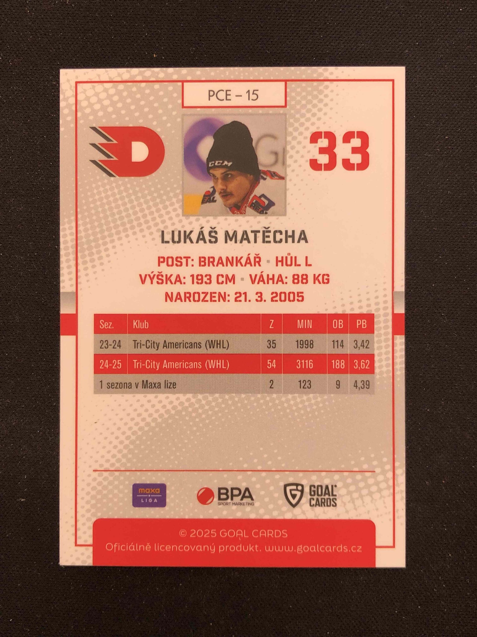 2025/2026 Goal Serie 2 Base PCE-15 Lukáš Matěcha - Obrázek 2