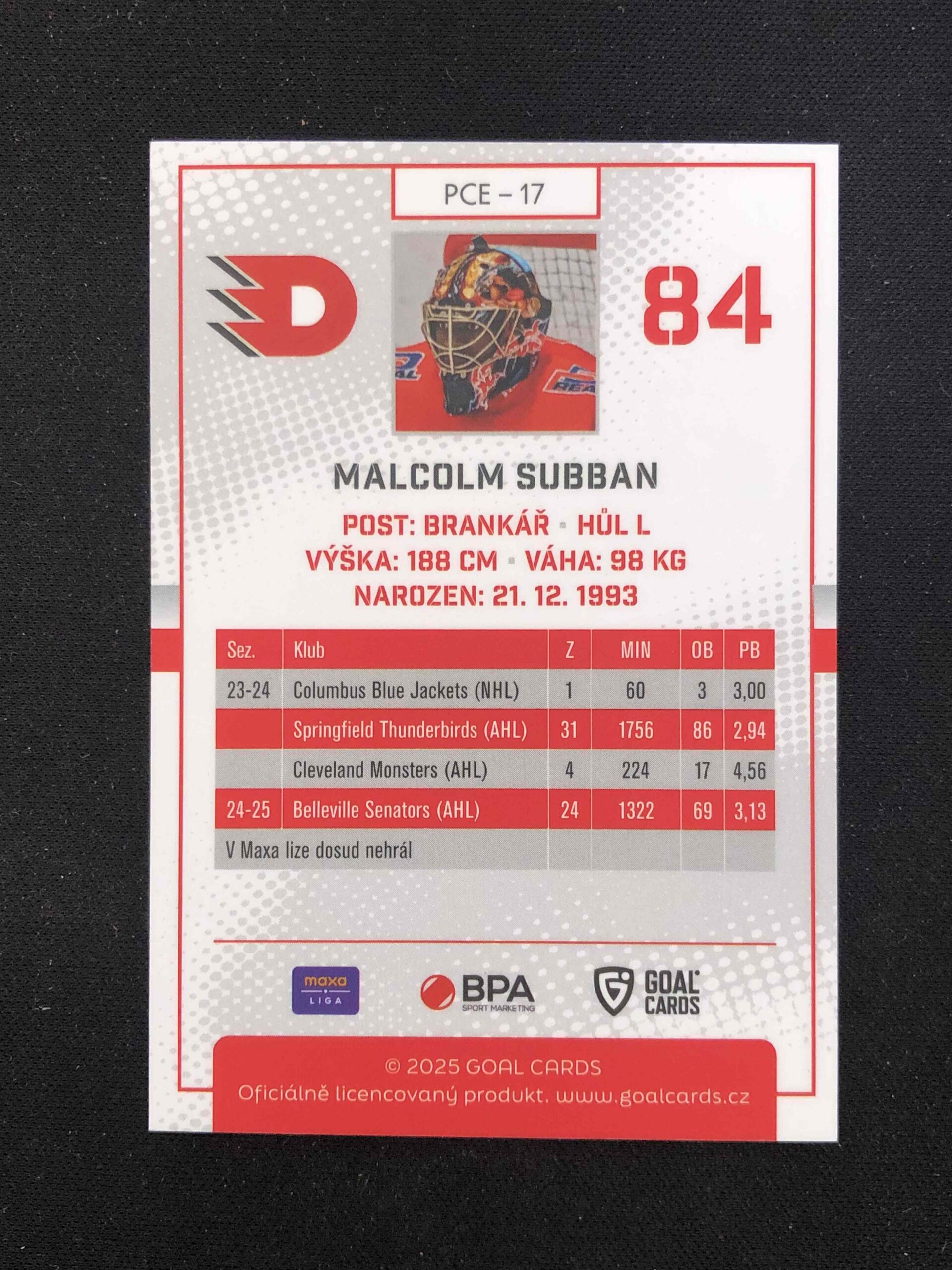 2025/2026 Goal Serie 2 Base PCE-17 Malcolm Subban - Obrázek 2