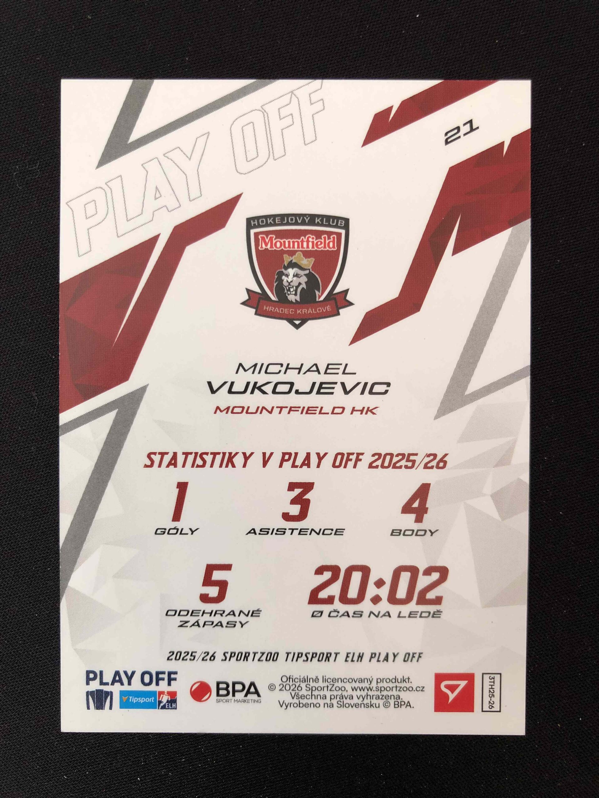 2025/2026 Sportzoo Play Off Azure Blue 21 Michael Vukojevic Paralel 49/50 - Obrázek 2