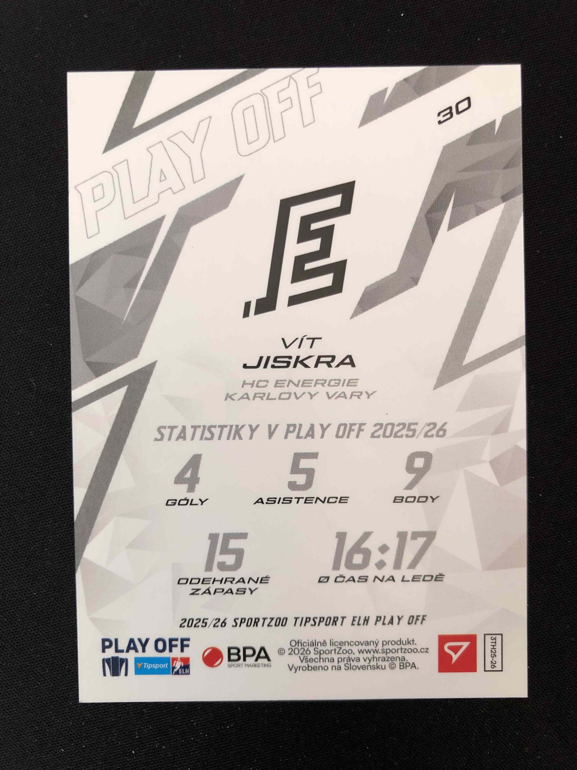 2025/2026 Sportzoo Play Off Azure Blue 30 Vít Jiskra Paralel 15/50 - Obrázek 2