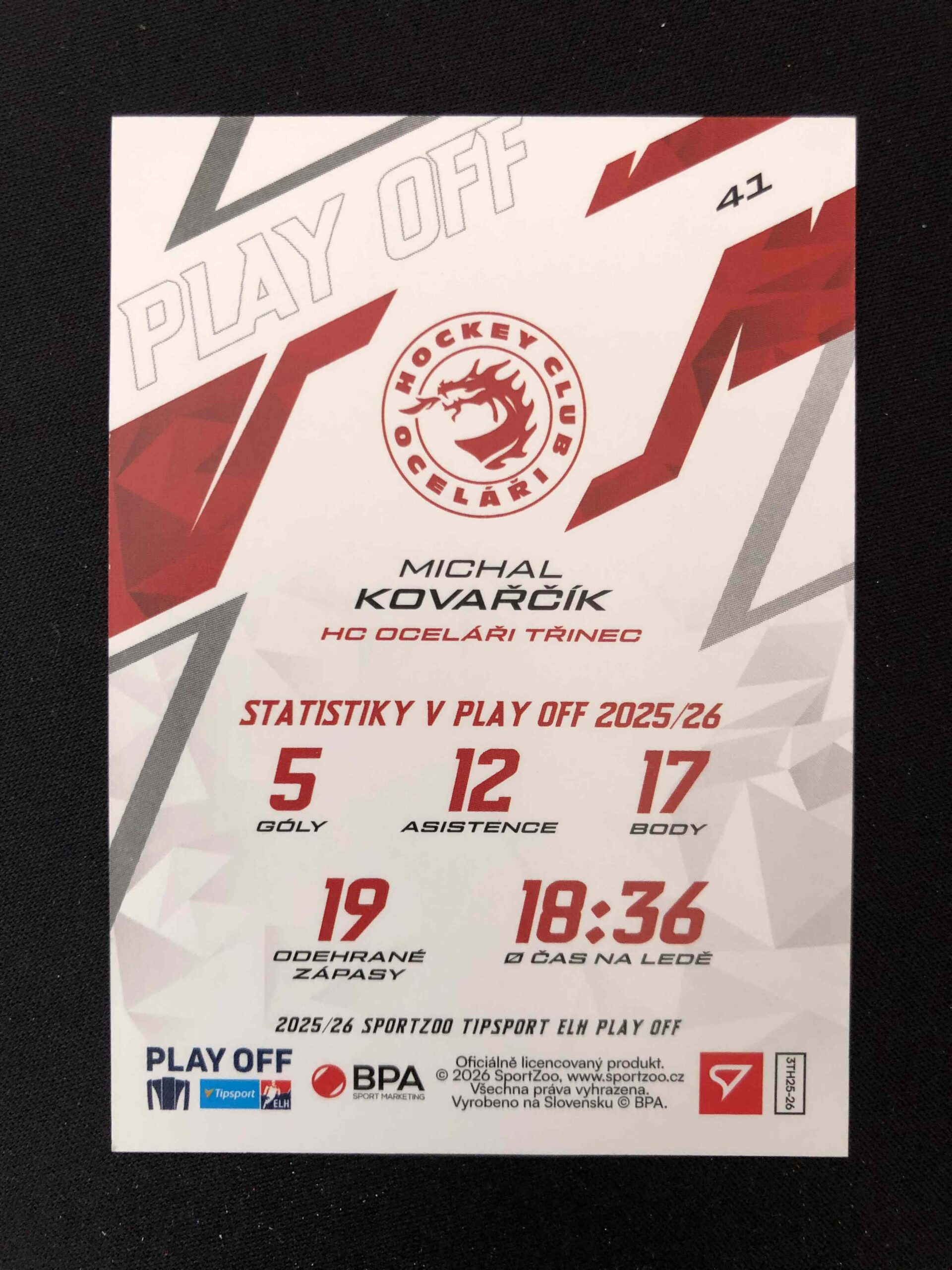 2025/2026 Sportzoo Play Off Azure Blue 41 Michal Kovařčík Paralel 36/50 - Obrázek 2