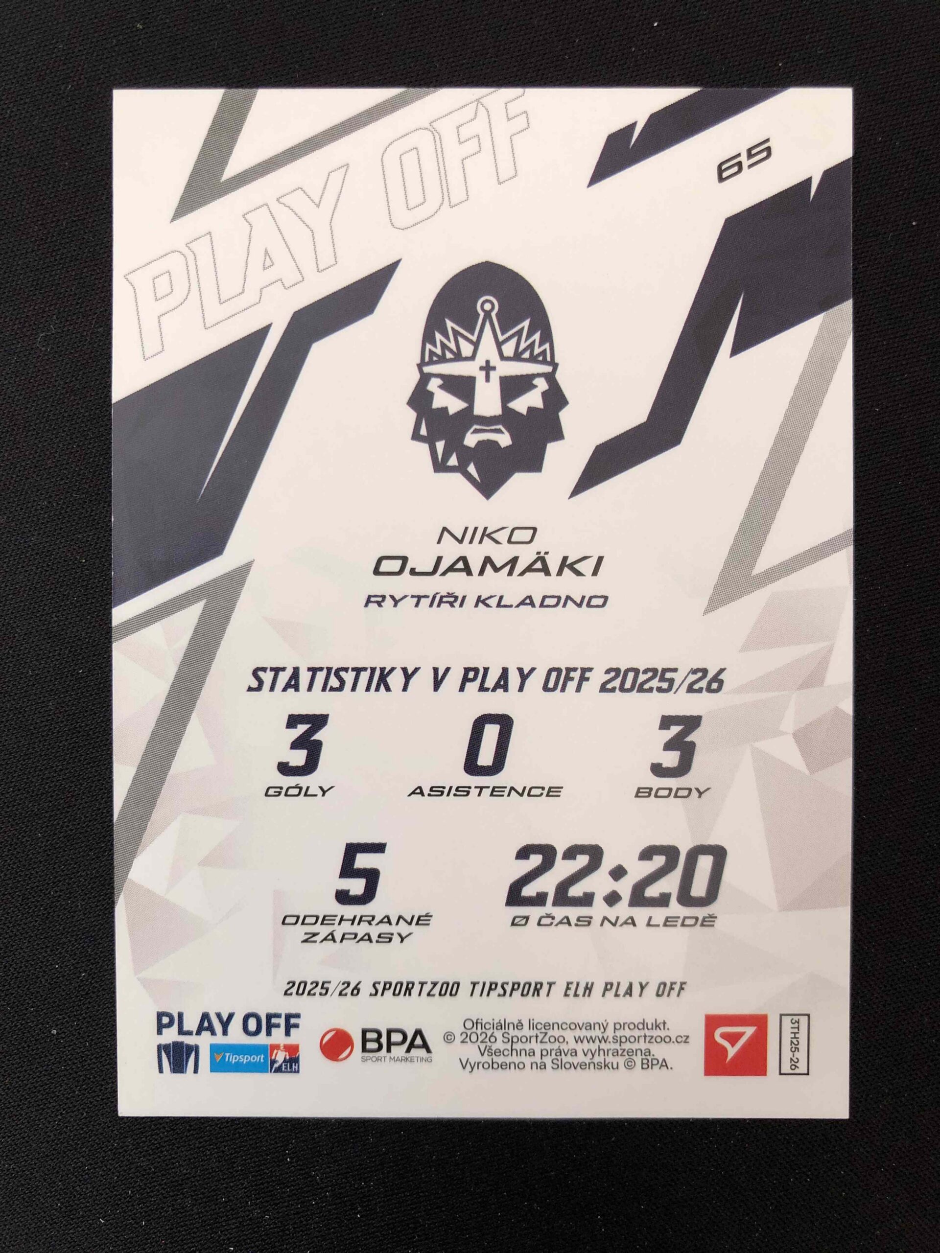 2025/2026 Sportzoo Play Off Azure Blue 65 Niko Ojamäki Paralel 29/50 - Obrázek 2