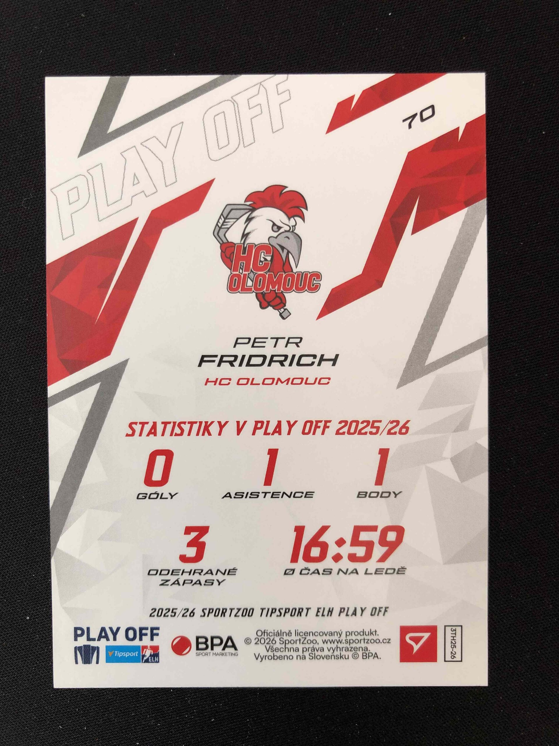 2025/2026 Sportzoo Play Off Azure Blue 70 Petr Fridrich Paralel 16/50 - Obrázek 2