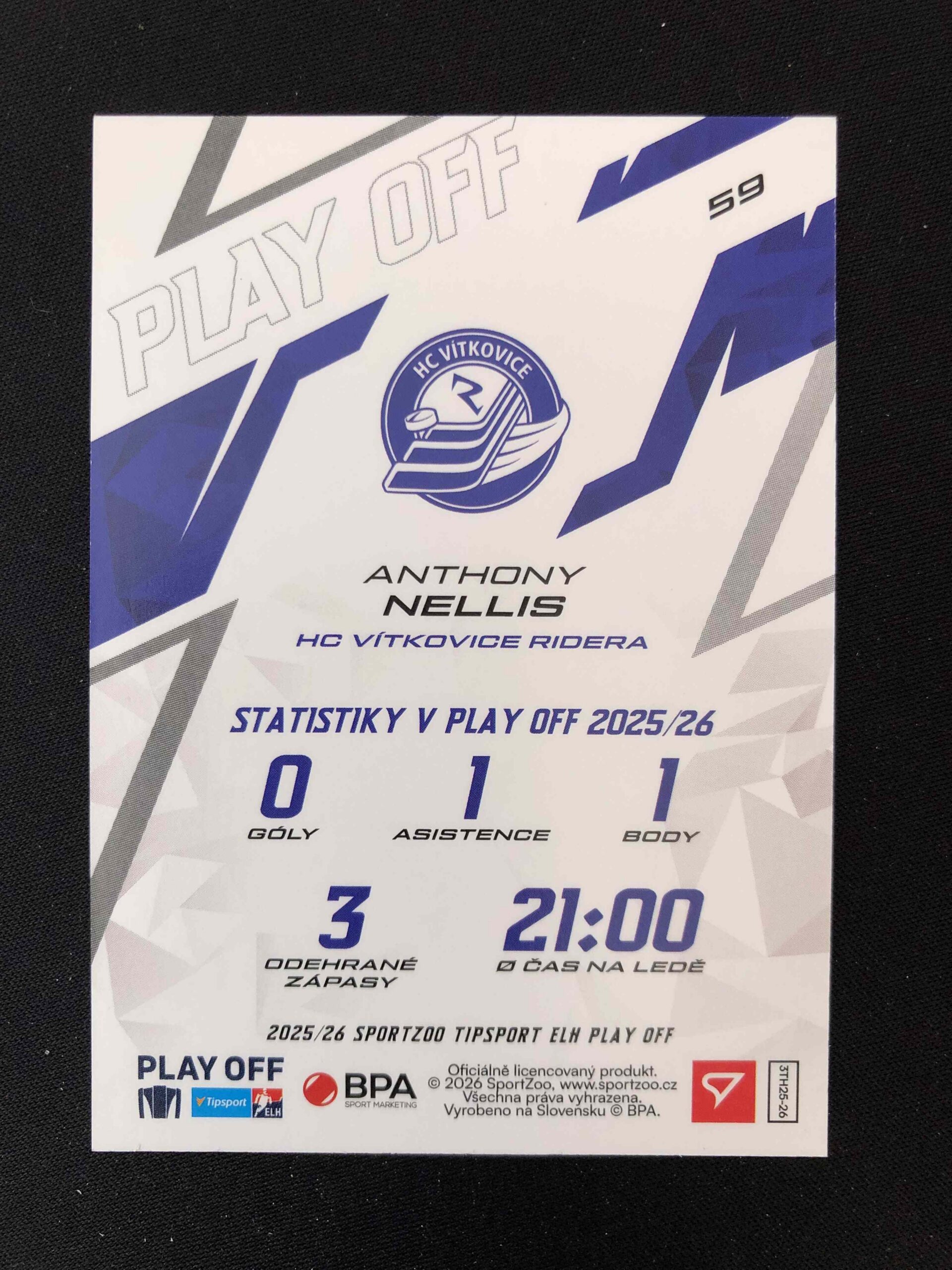 2025/2026 Sportzoo Play Off Ruby Red 59 Anthony Nellis Paralel 09/25 - Obrázek 2