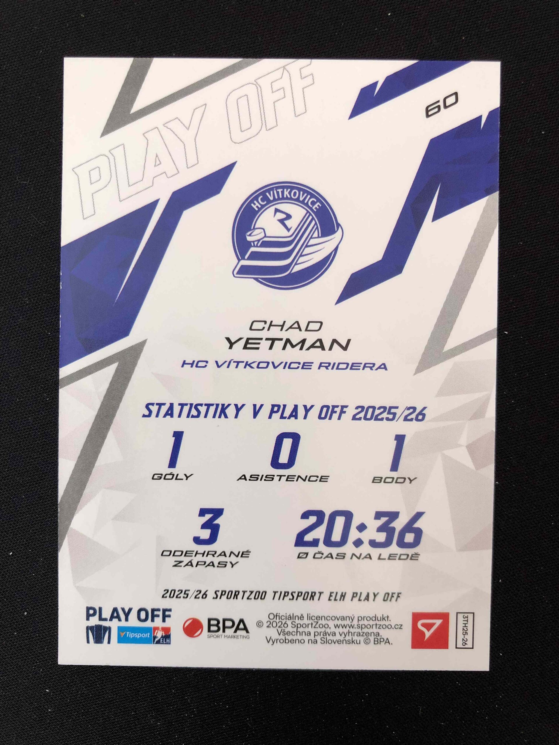 2025/2026 Sportzoo Play Off Amber Gold 60 Chad Yetman Paralel 06/10 - Obrázek 2
