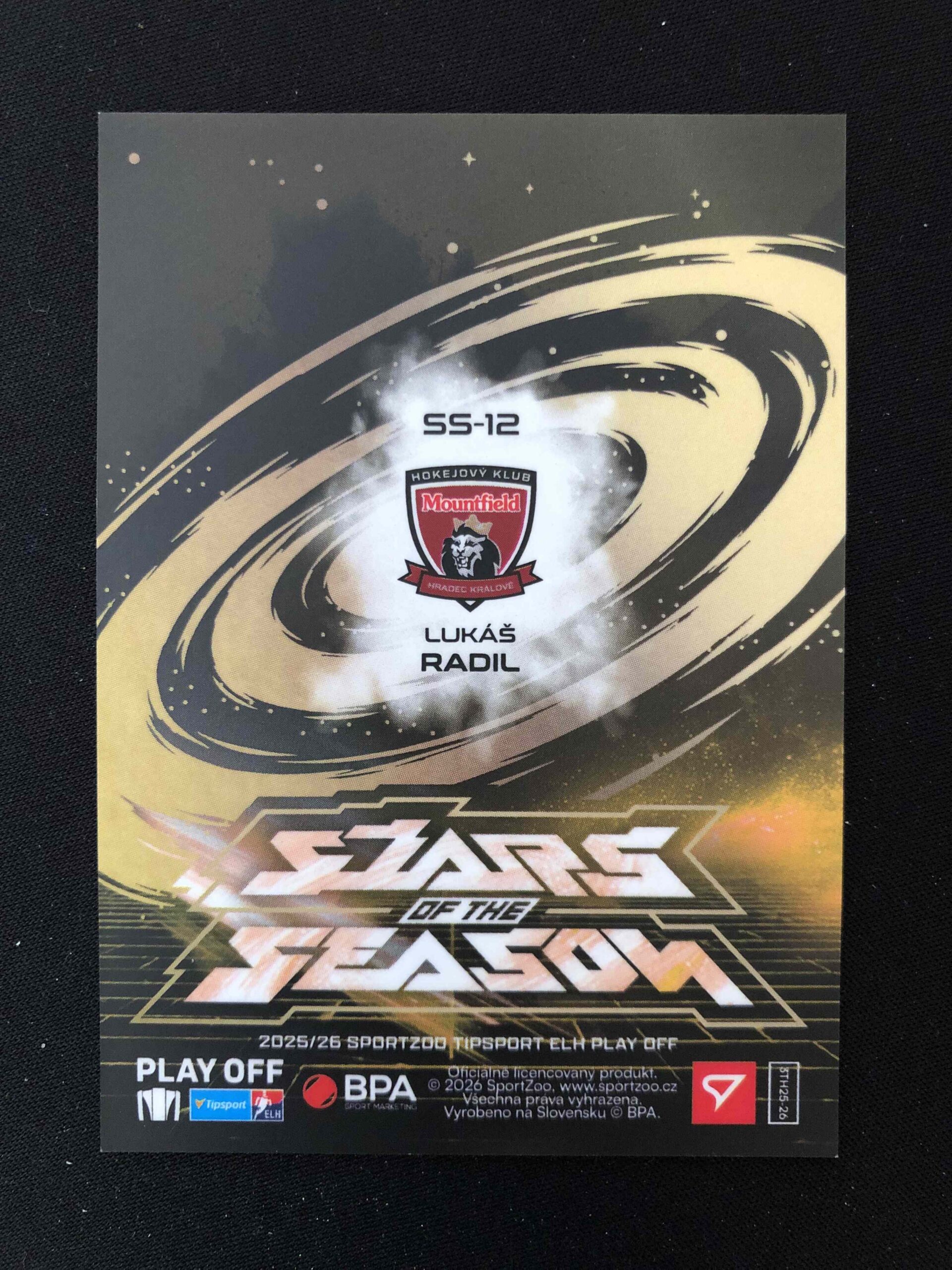 2025/2026 Sportzoo Play Off Stars of the Season Golden Script SS-12 Lukáš Radil Inzert 13/50 - Obrázek 2
