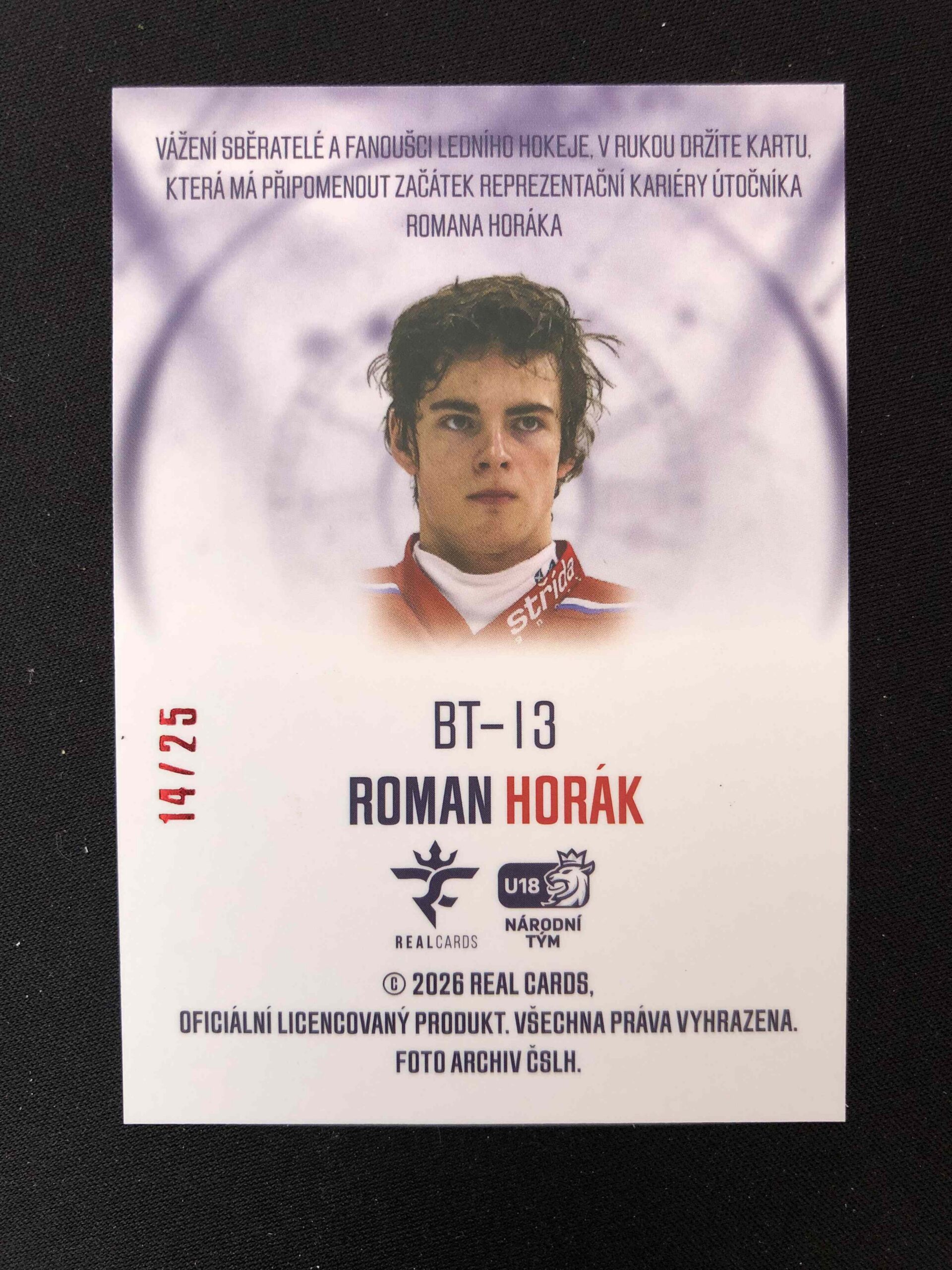 2025/2026 Real Cards Series 1 Back in Time Abalone BT-13 Roman Horák Inzert 14/25 - Obrázek 2