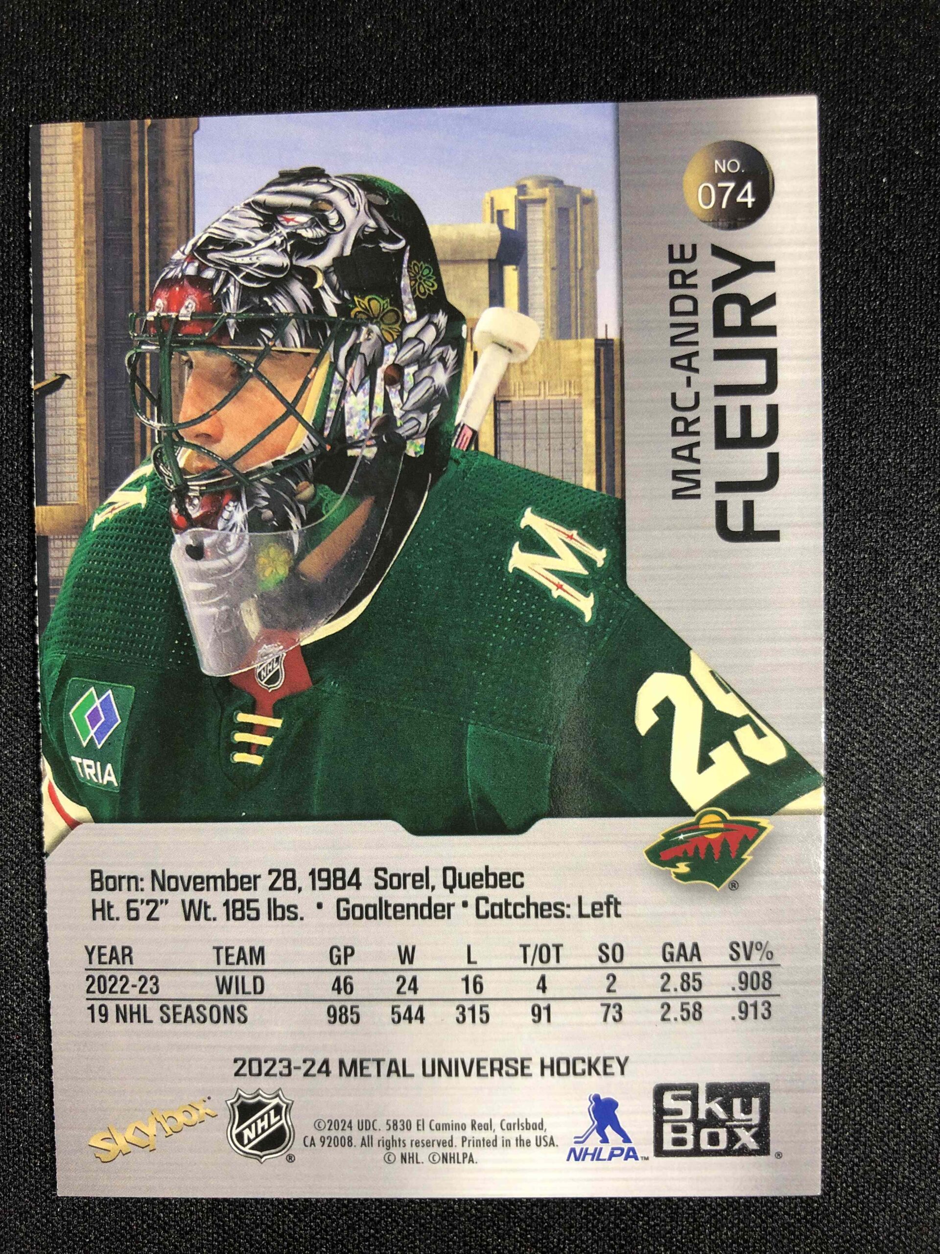 2023/2024 Upper Deck Skybox Metal Universe Base 74 Marc-Andre Fleury - Obrázek 2