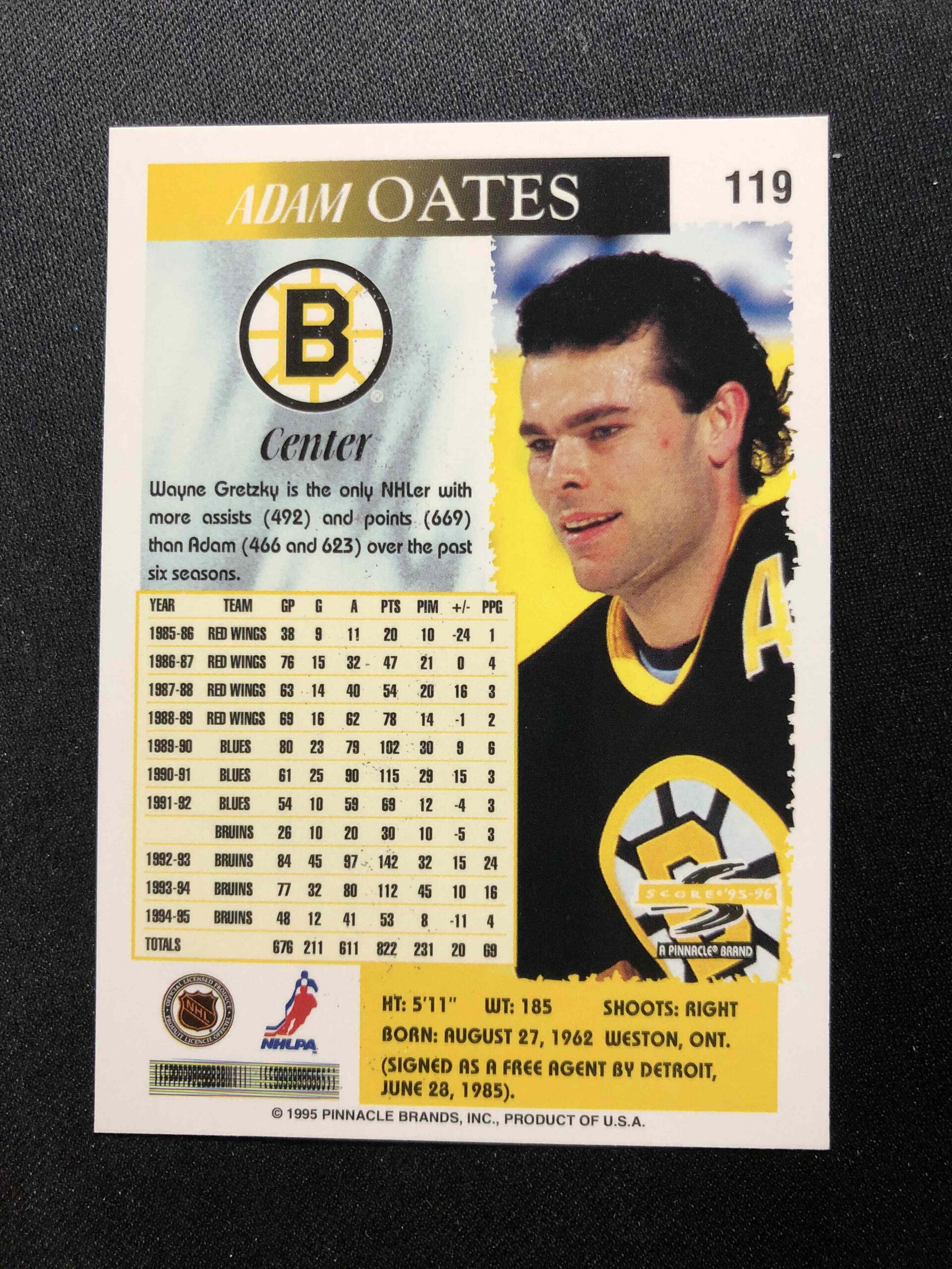 1995/1996 Pinnacle Score Base 119 Adam Oates - Obrázek 2