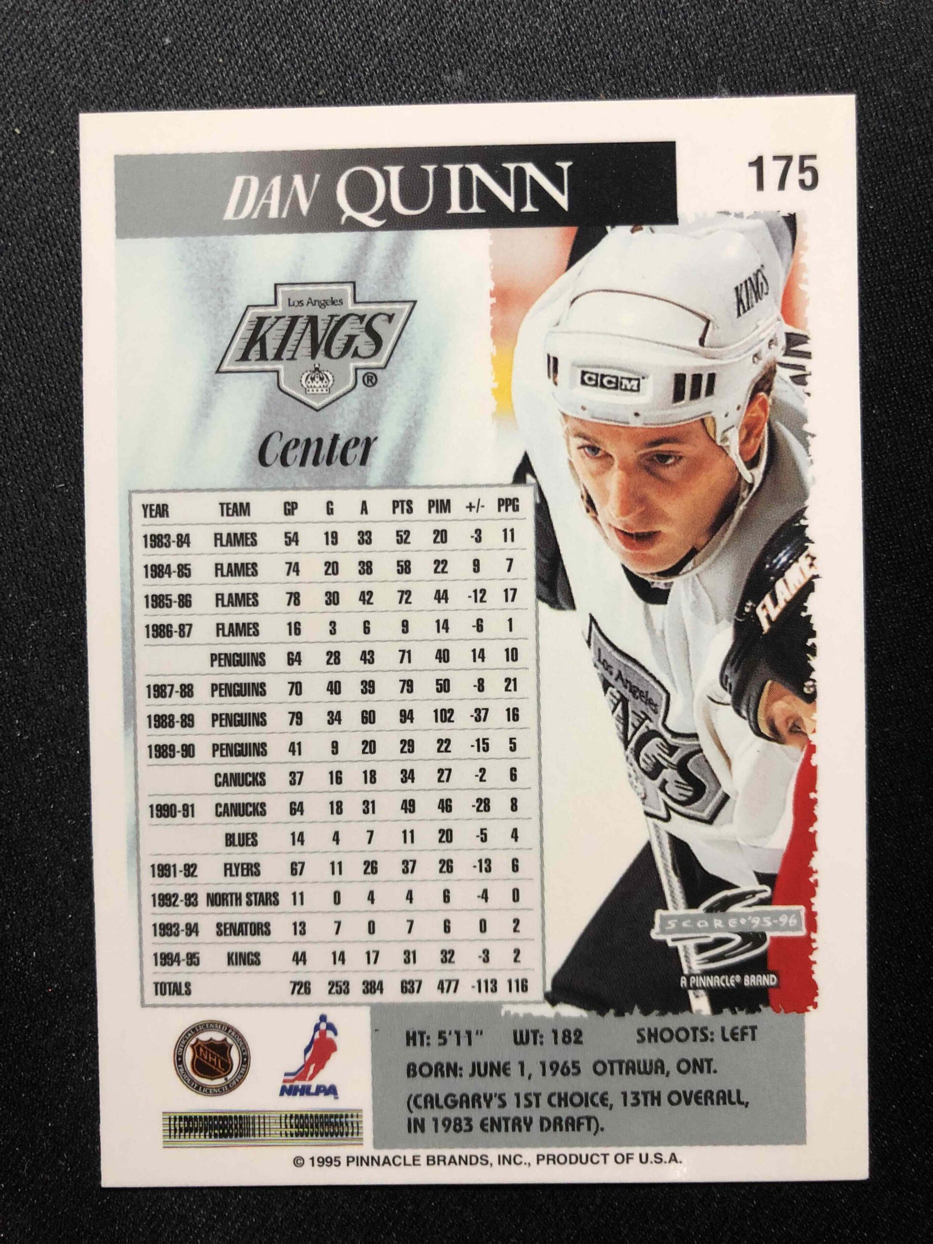 1995/1996 Pinnacle Score Base 175 Dan Quinn - Obrázek 2