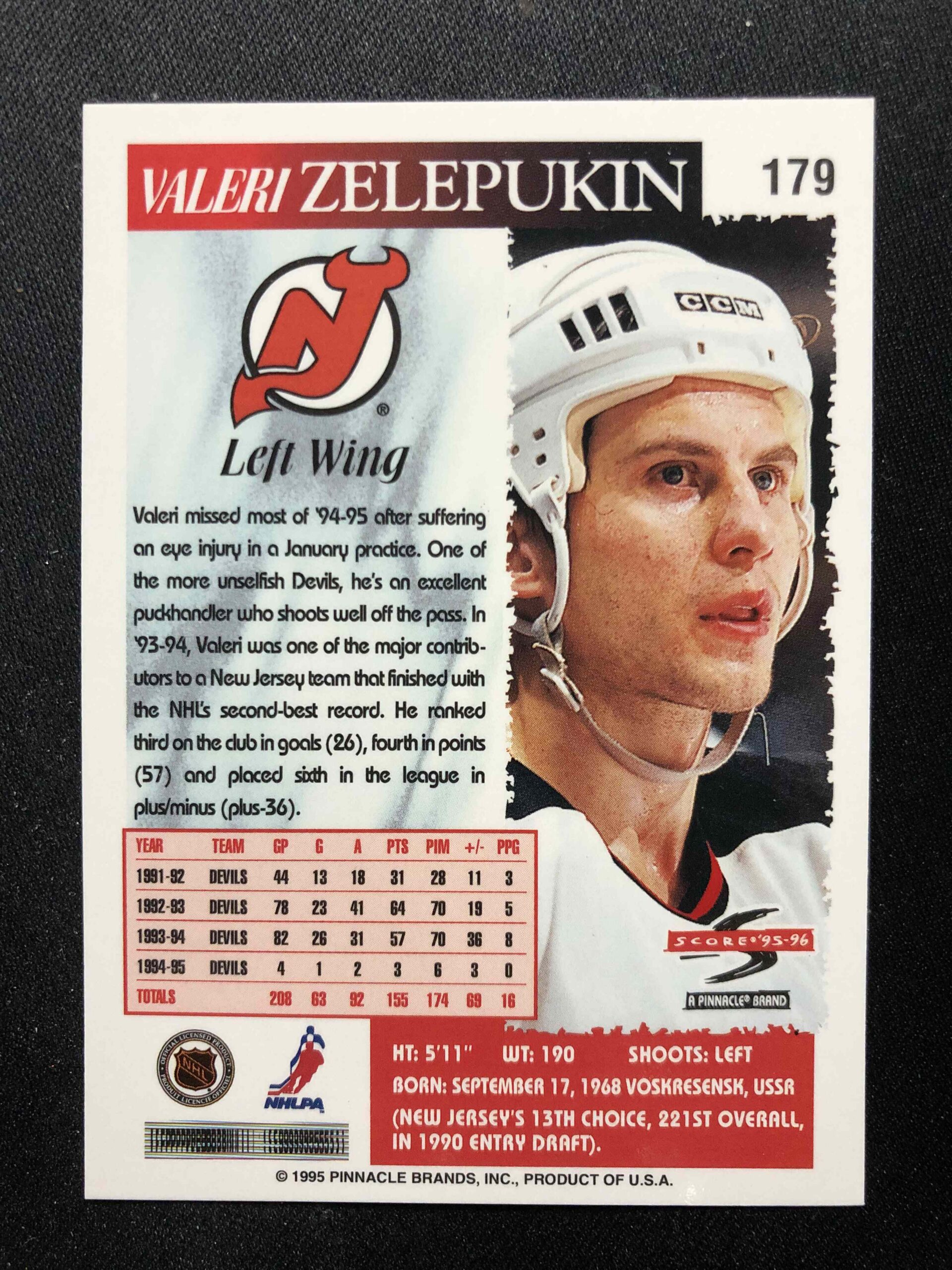1995/1996 Pinnacle Score Base 179 Valeri Zelepukin - Obrázek 2