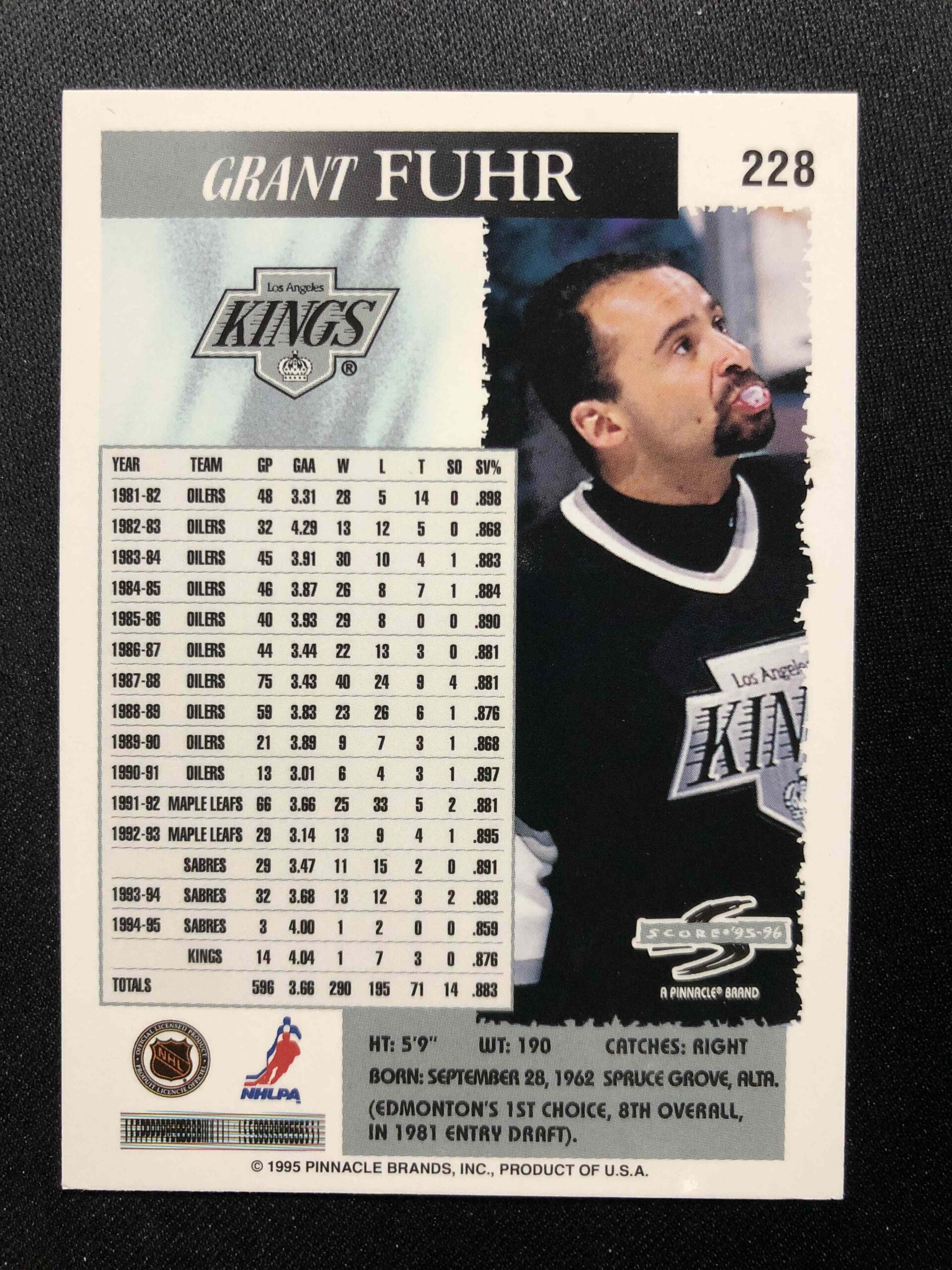 1995/1996 Pinnacle Score Base 228 Grant Fuhr - Obrázek 2