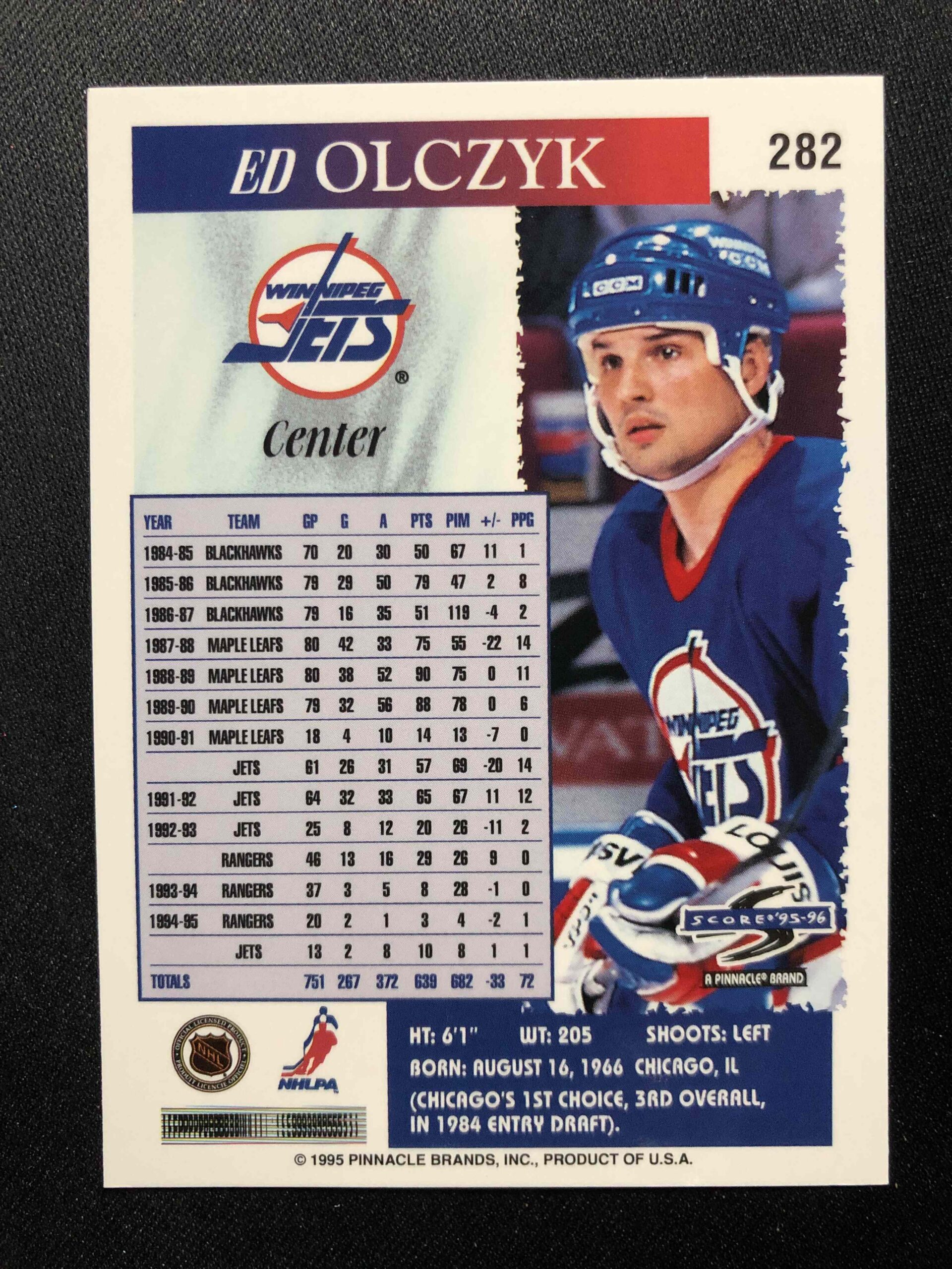 1995/1996 Pinnacle Score Base 282 Ed Olczyk - Obrázek 2