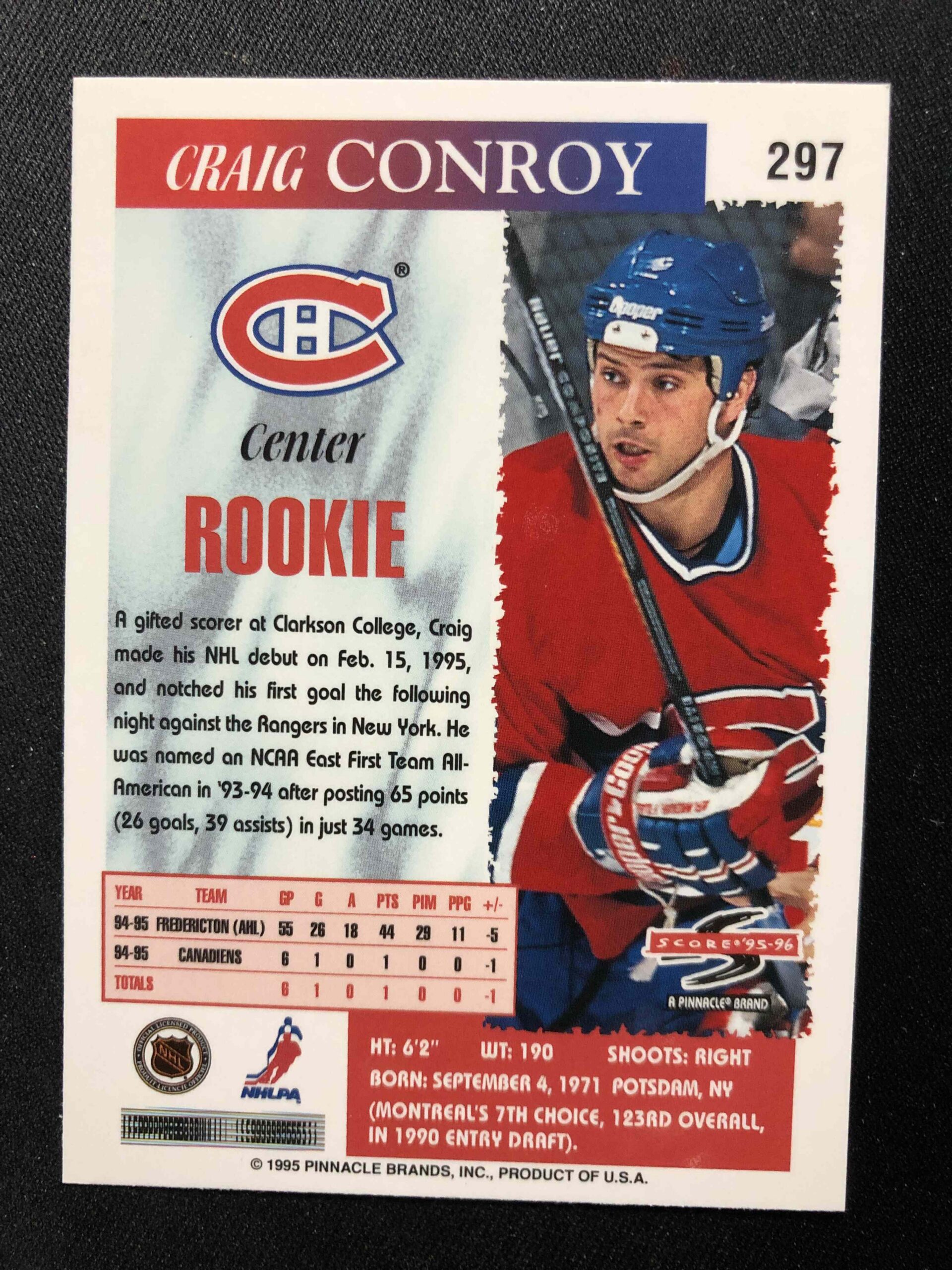 1995/1996 Pinnacle Score Base 297 Craig Conroy - Obrázek 2