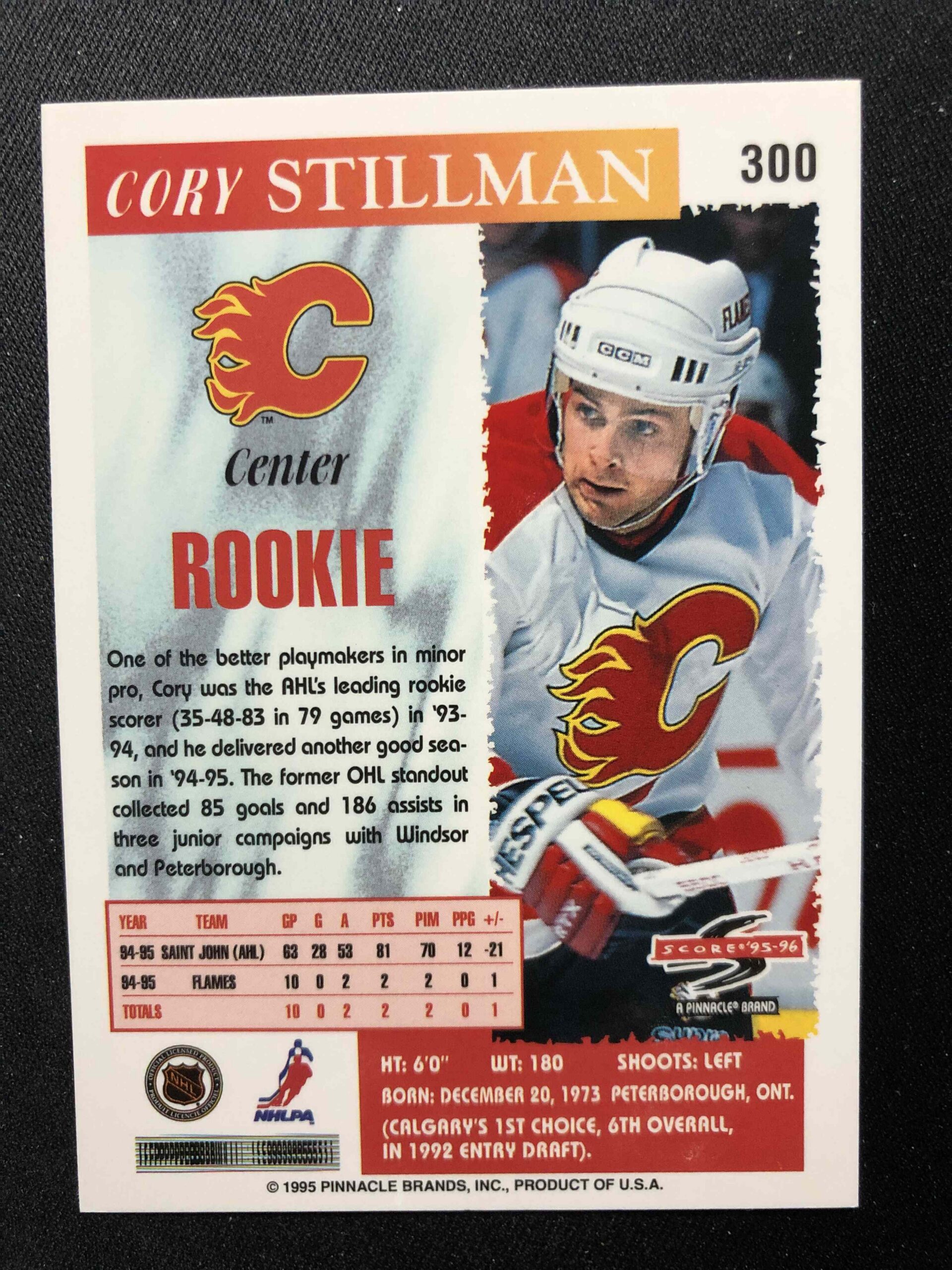 1995/1996 Pinnacle Score Base 300 Cory Stillman - Obrázek 2