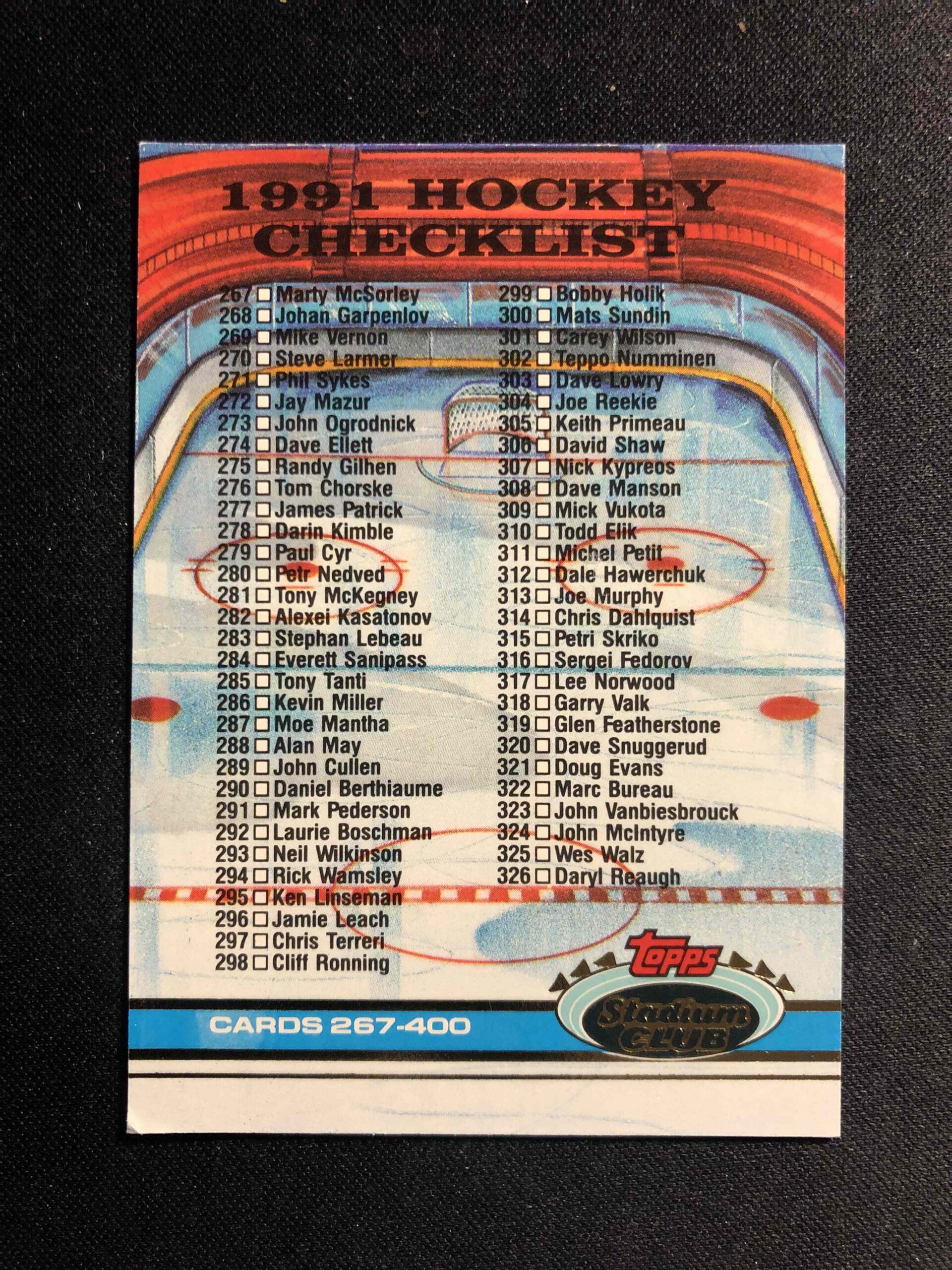 1991/1992 Topps Stadium Club Base 400 Checklist