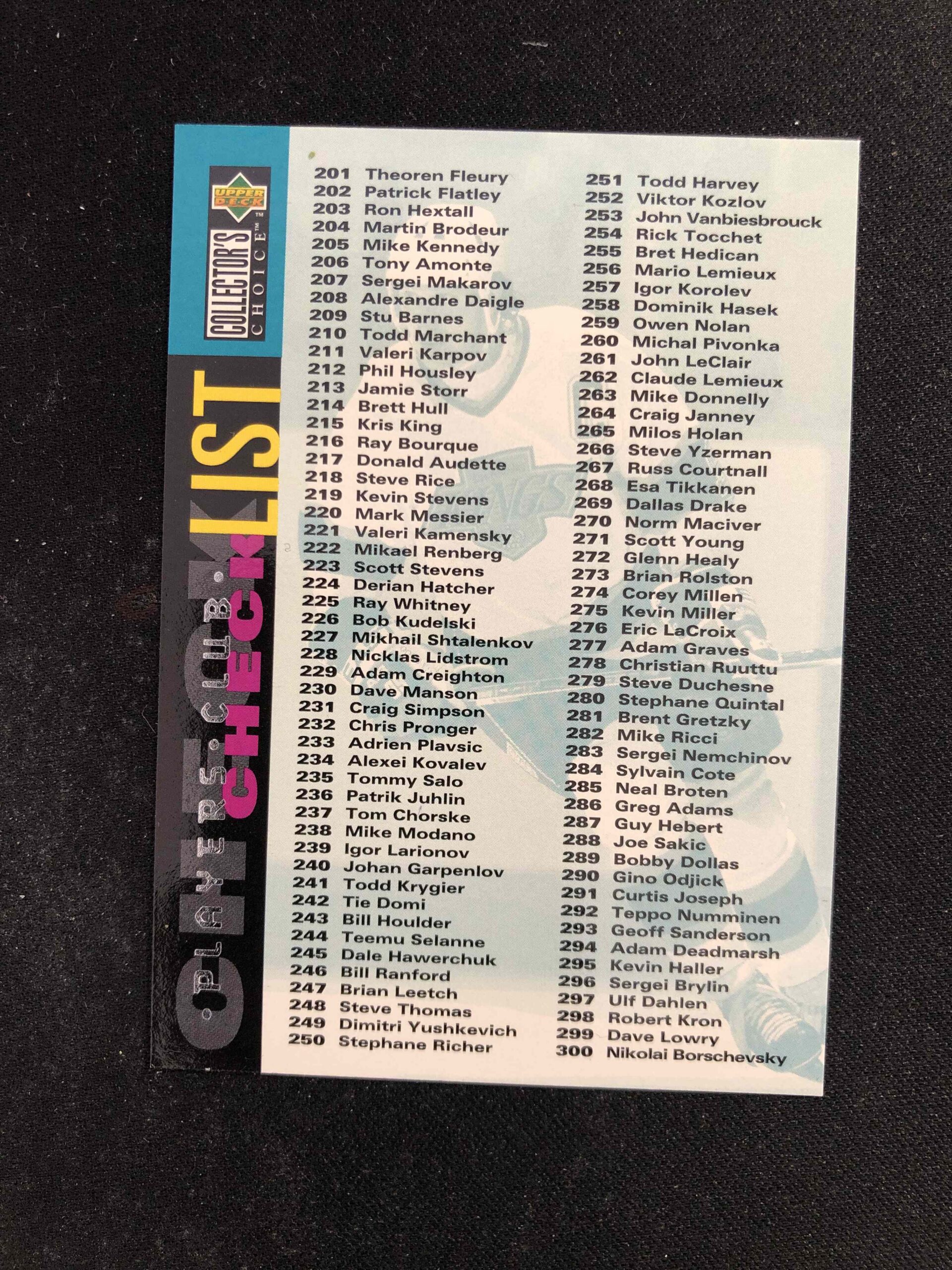1995/1996 Upper Deck Collectors Choice Players Club 396 Checklist: 201-396 CL Paralel