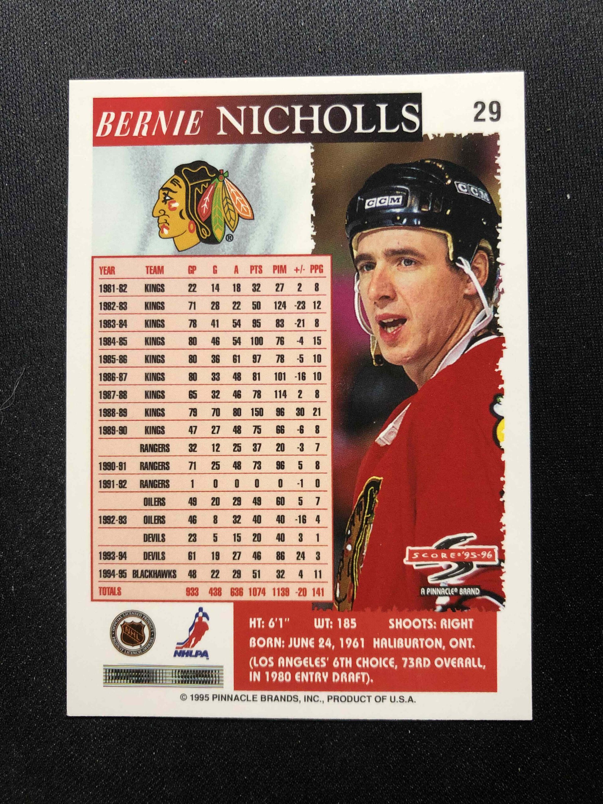 1995/1996 Pinnacle Score Base 29 Bernie Nicholls - Obrázek 2
